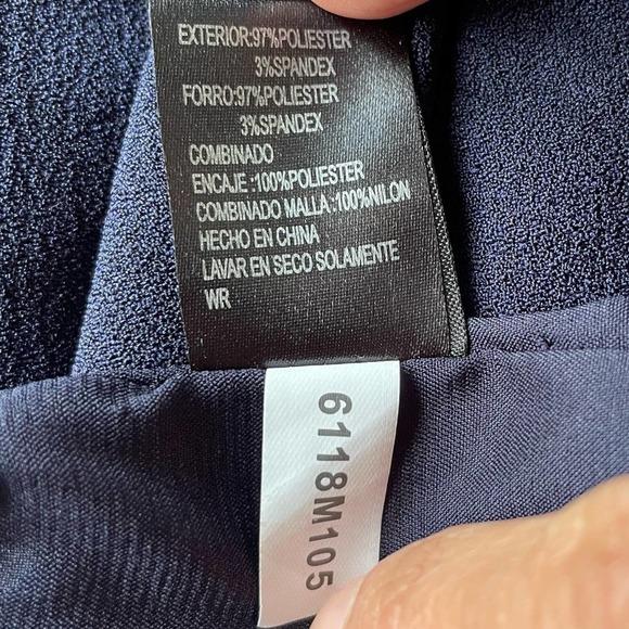 Katherine Kelly Navy Lace Inset Short Sleeve Midi Sheath Dress in size 10. - Picture 7 of 14